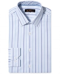 Get a new spin on stripes with this slim-fit dress shirt from Ben Sherman.