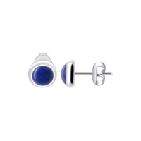 Sterling Silver 6mm Round Simulated Blue Lapis Stud Earrings