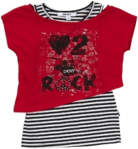 DKNY Girls' Varsity Two-fer Top - High Risk Red - 4