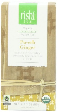 Rishi Tea Organic Pu-erh Ginger Loose Tea, 3 OZ (85g) box