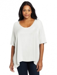 DKNYC Women's Plus-Size Elbow Sleeve Drop Shoulder Top