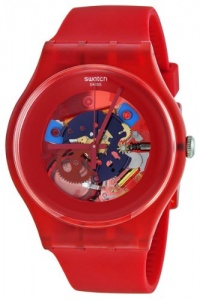 Swatch Red Lacquered Red Silicone Unisex Watch SUOR101