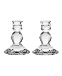 Vera Wang's architecturally inspired Orient candlesticks embody elegance in fine crystal with bold faceted cuts reminiscent of the designer's classic bridal jewelry.