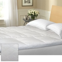 Blue Ridge Home 122294 3-Inch Quilted Featherbed, 210 Thread Count, Cotton Cover, California King, Solid, White