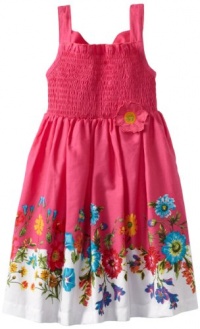 Blueberi Boulevard Girls 2-6X Floral and Smock Sundress, Fuschia, 6x