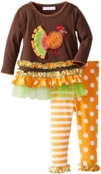 Bonnie Baby Baby-Girls Infant Turkey Applique Legging Set, Brown, 12 Months