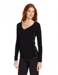 Calvin Klein Performance Women's Long Sleeve V-Neck Tee with Space Dye Stitching