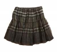 Burberry Girl's Silk Check Chiffon Flare Skirt (8 (Girls), Dark Bayleaf)