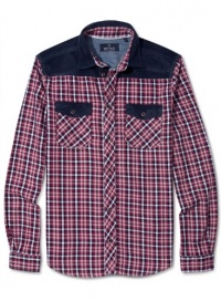 Buffalo by David Bitton Mens Plaid Shirt Large L 52 Red and Navy Blue