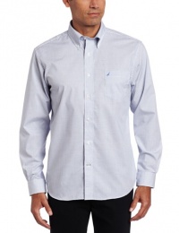 Nautica Men's Poplin Mini Check Long-Sleeve Woven Shirt