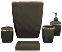 Carnation Home Fashions 5-Piece Plastic Bath Accessory Set, Brown