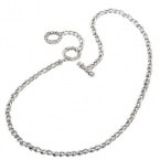 925 Silver Oxidized Round Cable Link Chain Necklace- 18+2 IN