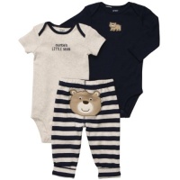 Carters Boys Newborn-9 Months Navy Auntie's Little Man 3 Piece Layette Set