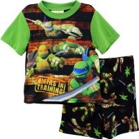 TMNT Ninjas in Training Black Kids Shorts Pajamas