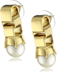 Kate Spade New York BOX CHAIN PEARLS Gold Drop Earrings