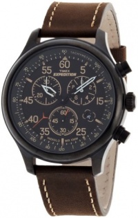 Timex Men?s T49905 Expedition Rugged Field Chronograph Black Dial Brown Leather Strap Watch