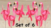 6 Mini Pink Flamingoes Whirly-gig twirling Wings Lawn Ornaments