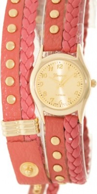 Geneva Platinum Women's 9618.Gold.Pink Pink Leather Quartz Watch with Gold Dial