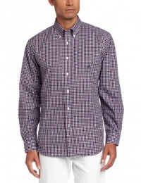 Nautica Men's Poplin Mini Plaid Long Sleeve Woven Shirt