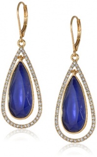 Anne Klein Merry and Bright Gold-Tone Pave Leverback Teardrop Earrings