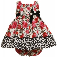 Bonnie Baby Baby-Girls Newborn Pleated Bodice Empire Waist Dress With Roses Print