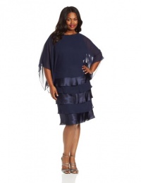 Jessica Howard Women's Plus-Size Beaded Popover Dress With Pleats, Navy, 22W