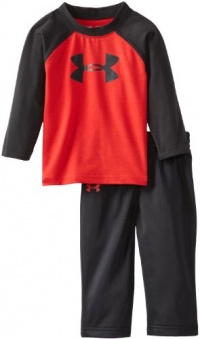 Under Armour Baby-Boys Infant Branded Long Sleeve Raglan Set, Red/Black, 24 Months