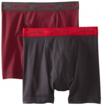 Calvin Klein Men's Cotton Stretch 2 Pack Boxer Brief, Ash Powder/Flame Red, Large