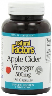 Natural Factors Apple Cider Vinegar 500mg Capsules, 180-Count