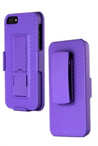 HHI Combo 3-in-1 Shell Protective Holster Case Set with Viewing Stand for iPhone 5 - Purple (Package include a HandHelditems Sketch Stylus Pen)