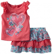 Nannette Baby-girls Infant 2 Piece Heart Printed Scooter Set, Melon Twist, 12 Months