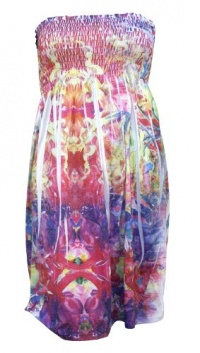 Juniors Colorful Strapless Abstract Elegant Beach Dress