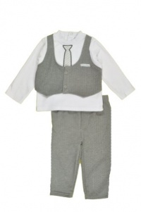 Calvin Klein Baby-Boys Infant White Tee With Attached Gray Front Vest With Pant, White/Gray, 18 Months