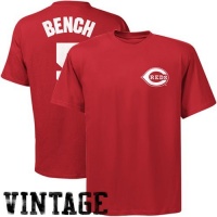 MLB Majestic Cincinnati Reds #5 Johnny Bench Red Cooperstown Player T-shirt