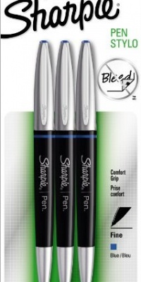 Sharpie Pen Grip Fine Point Pen, 3 Blue Ink Pens (1758053)