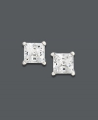 Sparkle that catches the light from every angle. These stunning diamond stud earrings feature near colorless princess-cut diamonds (1/2 ct. t.w.) set in 14k white gold. Approximate diameter: 4 mm.