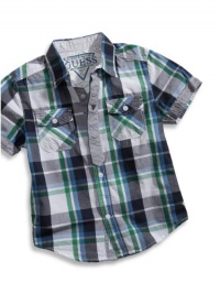 GUESS Kids Little Boy Moore Plaid Shirt, PLAID (4)