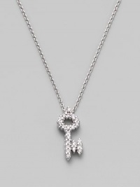 From the Tiny Treasures Collection. The key to whatever your heart desires, lavishly covered in pavé diamonds on a chain of 18k gold.Diamonds, 0.16 tcw 18k white gold Chain length adjusts from about 16 to 18 Pendant length, about ½ Lobster clasp Made in Italy