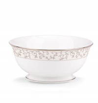 Lenox 834219 Opal Innocence Silver Serving Bowl, White