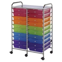 Blue Hills Studio Double Storage Cart with 20 Drawers, 25-1/2-Inch by 38-Inch by 15-1/2-Inch, Multi-Color