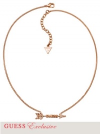 GUESS Women's Rose Gold-Tone Logo Arrow Pendant Necklace, ROSE GOLD