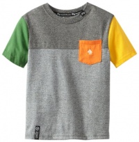 LRG Boys 8-20 Game Check Pocket Tee, Black Heather, Small