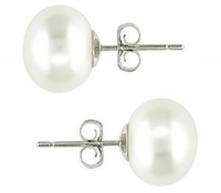 Authentic Freshwater White Pearl Earrings with Stainless Steel Hypoallergenic Backs (7-7.5mm)