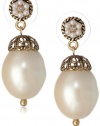 Carolee Large Pearl Tone Drop Earrings