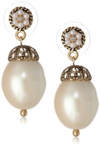 Carolee Large Pearl Tone Drop Earrings