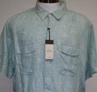 Tasso Elba Mens Short Sleeve Biennial Teal Shirt,