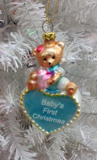 Baby's First Christmas Boy Glass Ornament - 2011