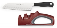 Wusthof 7-in. Grand Prix II Hollow Edge Santoku Knife With Sharpener