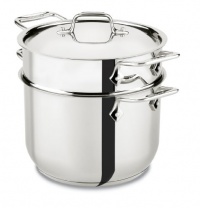 All-Clad E414S664 Stainless Steel Pasta Pot and Insert Cookware, 6-Quart, Silver