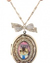 Betsey Johnson Vintage Kitty Cameo Locket Long Pendant Necklace, 31